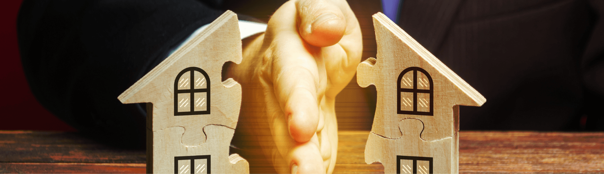 Puzzelhaus in zwei Hälften geteilt